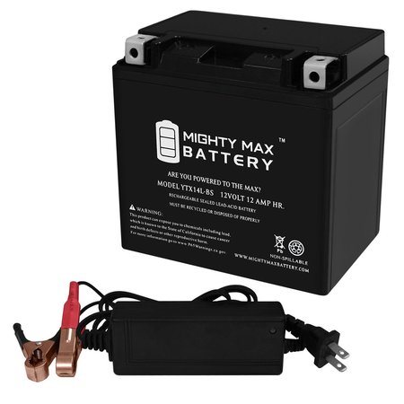YTX14L-BS Replacement Battery for DieHard BTX14L-BS With 12V 2Amp Charger -  MIGHTY MAX BATTERY, MAX3948976